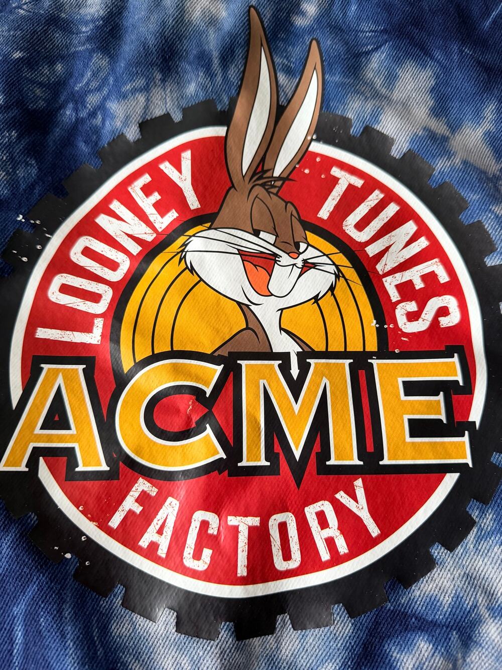 Members Only Looney Tunes Bugs Bunny ACME Tie Dye Denim Jacket L NWOT